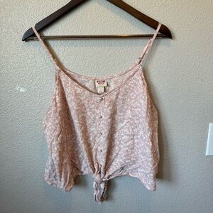 Mossimo Supply Co. Pink Tie Front Crop Camisole